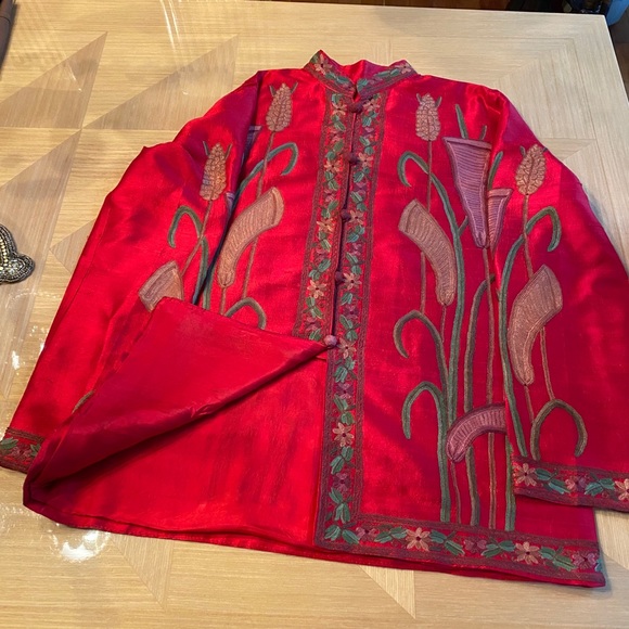 Vintage Handmade Raw Silk Jacket hand Embroidered - Picture 2 of 15